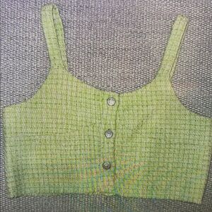 Green Ribbed Kids Tank Top